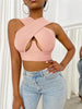 Cross Wrap Sleeveless Cut-Out Front Crop Top-Plus Sizes freeshipping - Tyche Ace