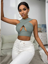 Load image into Gallery viewer, Women&#39;s Criss Cross Tank Tops Sexy Sleeveless Solid Color Cutout Front Crop Tops Party Club Streetwear Summer Lady Bustier Tops freeshipping - Tyche Ace
