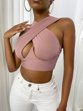 Load image into Gallery viewer, Cross Wrap Sleeveless Cut-Out Front Crop Top-Plus Sizes freeshipping - Tyche Ace
