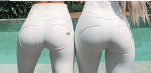 Load image into Gallery viewer, White High Waist PU Leather Pencil Trousers
