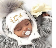 Load image into Gallery viewer, Golden Princess Prince Letter Design Pompom Cute Beanie Hats Kids
