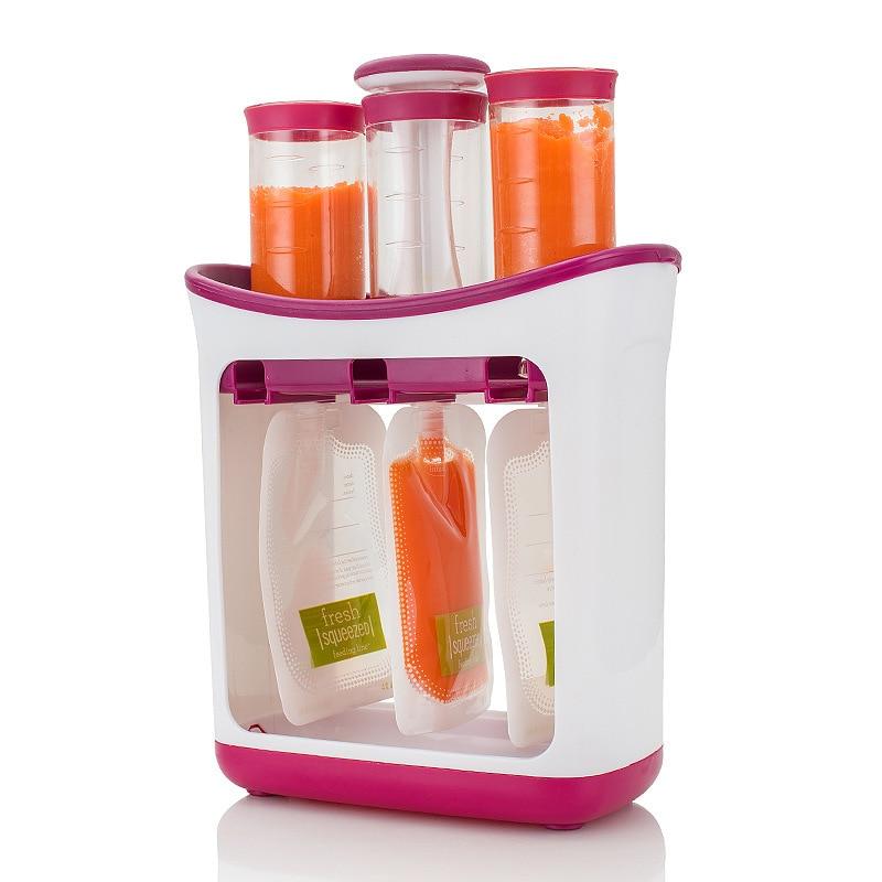 Baby Feeding Squeeze Fruit Juice Station Pouches Container Storage Kit freeshipping - Tyche Ace
