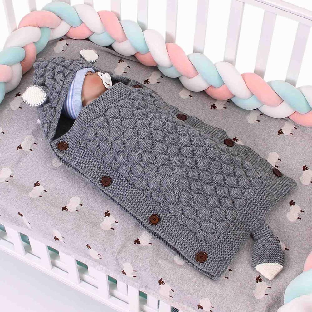 Baby Knitted Fox Cartoon Cocoon Envelope Swaddle Sleep Sacks freeshipping - Tyche Ace