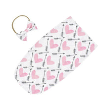 Load image into Gallery viewer, Baby Printed Photography Prop Blankets Printed Swaddle Muslin Wrap +Headband 2PCS freeshipping - Tyche Ace
