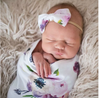 Baby Printed Photography Prop Blankets Printed Swaddle Muslin Wrap +Headband 2PCS freeshipping - Tyche Ace