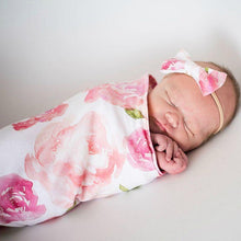 Load image into Gallery viewer, Baby Printed Photography Prop Blankets Printed Swaddle Muslin Wrap +Headband 2PCS freeshipping - Tyche Ace
