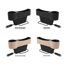 Load image into Gallery viewer, Car PU Leather Seat Gap Organiser Storage Holder With Dual USB Charger Ports freeshipping - Tyche Ace
