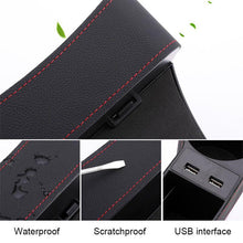 Load image into Gallery viewer, Car PU Leather Seat Gap Organiser Storage Holder With Dual USB Charger Ports freeshipping - Tyche Ace
