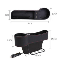 Load image into Gallery viewer, Car PU Leather Seat Gap Organiser Storage Holder With Dual USB Charger Ports freeshipping - Tyche Ace
