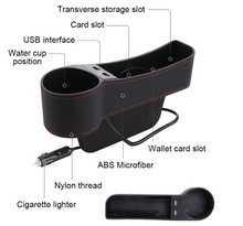 Load image into Gallery viewer, Car PU Leather Seat Gap Organiser Storage Holder With Dual USB Charger Ports freeshipping - Tyche Ace
