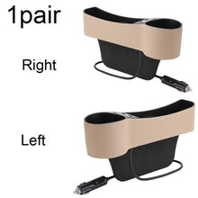 Load image into Gallery viewer, Car PU Leather Seat Gap Organiser Storage Holder With Dual USB Charger Ports freeshipping - Tyche Ace
