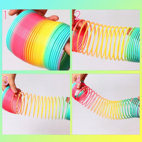 Children Early Development Rainbow Magic Bounce Plastic Coil Folding Toys freeshipping - Tyche Ace