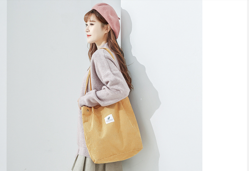 Corduroy Shoulder Reusable Shopping Tote Bags - Tyche Ace