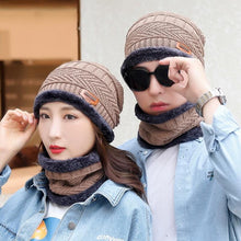 Load image into Gallery viewer, Couples Knitted Double Layers Wool Winter Hat Beanies &amp; Scarf Sets freeshipping - Tyche Ace
