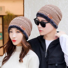 Load image into Gallery viewer, Couples Knitted Double Layers Wool Winter Hat Beanies &amp; Scarf Sets freeshipping - Tyche Ace
