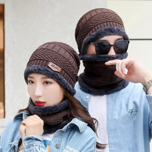 Load image into Gallery viewer, Couples Knitted Double Layers Wool Winter Hat Beanies &amp; Scarf Sets freeshipping - Tyche Ace
