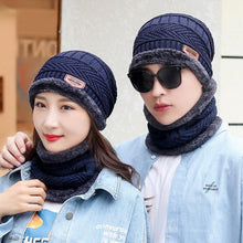 Load image into Gallery viewer, Couples Knitted Double Layers Wool Winter Hat Beanies &amp; Scarf Sets freeshipping - Tyche Ace
