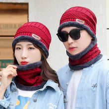Load image into Gallery viewer, Couples Knitted Double Layers Wool Winter Hat Beanies &amp; Scarf Sets freeshipping - Tyche Ace
