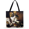 Eco Friendly Unisex Cat Retro Oil Painting Print Linen Reusable Tote Bag freeshipping - Tyche Ace