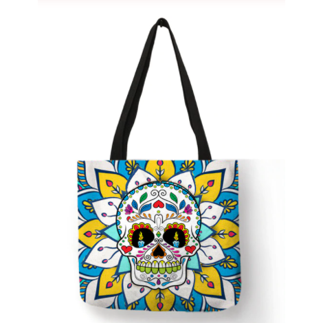 Eco Linen Crane Skull Tattoo Art Tote Shopping/Storage Bag freeshipping - Tyche Ace