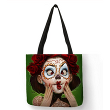 Load image into Gallery viewer, Eco Linen Crane Skull Tattoo Art Tote Shopping/Storage Bag freeshipping - Tyche Ace

