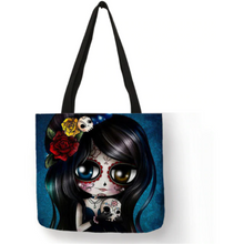 Load image into Gallery viewer, Eco Linen Crane Skull Tattoo Art Tote Shopping/Storage Bag freeshipping - Tyche Ace
