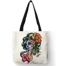 Load image into Gallery viewer, Eco Linen Crane Skull Tattoo Art Tote Shopping/Storage Bag freeshipping - Tyche Ace
