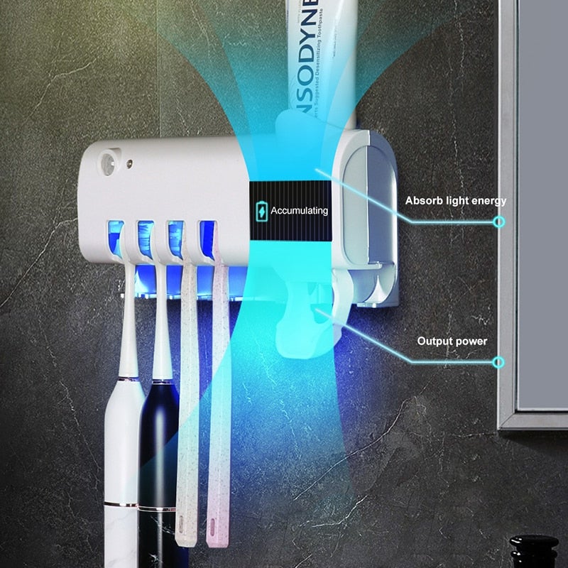 Smart Photocatalyst Automatic UV Toothbrush Steriliser Toothpaste Dispenser - Tyche Ace