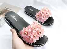 Load image into Gallery viewer, Open Toe Gold Applique Pleated Flat Flip Flops freeshipping - Tyche Ace
