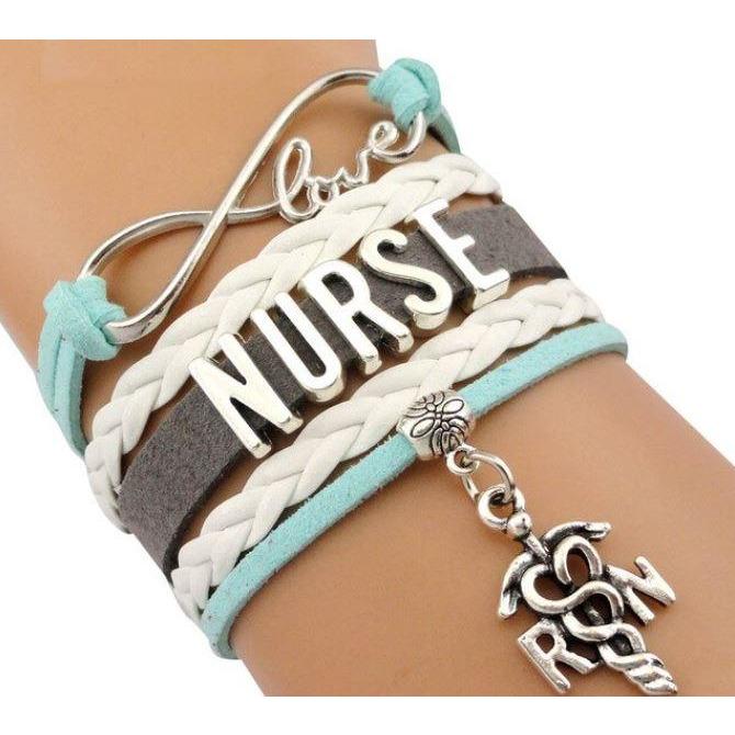 Free + Shipping Infinity Love Nursing RN Registered Nurse Leather Wrap Bracelets freeshipping - Tyche Ace