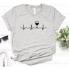 Free + Shipping Women Wine Heartbeat T Shirt freeshipping - Tyche Ace