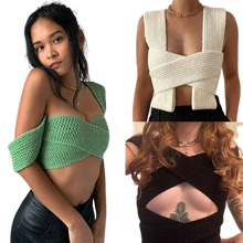 Load image into Gallery viewer, Stylish Bandage Cross Wrap Sleeveless Knitted Top
