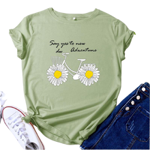 Load image into Gallery viewer, Daisies Bicycle Print Cotton T-Shirt freeshipping - Tyche Ace
