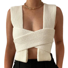 Load image into Gallery viewer, Stylish Bandage Cross Wrap Sleeveless Knitted Top
