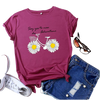 Daisies Bicycle Print Cotton T-Shirt freeshipping - Tyche Ace