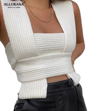 Load image into Gallery viewer, Stylish Bandage Cross Wrap Sleeveless Knitted Top
