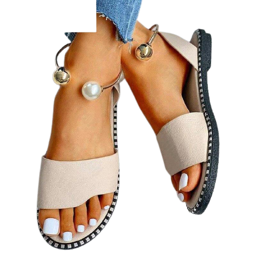 Women Beaded Pearl Open Toe Flat Sandals freeshipping - Tyche Ace
