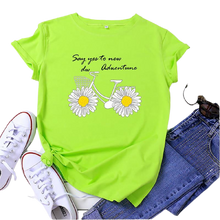 Load image into Gallery viewer, Daisies Bicycle Print Cotton T-Shirt freeshipping - Tyche Ace
