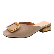 Load image into Gallery viewer, Summer Slip On Casual Wood Block Flat Heel Mules
