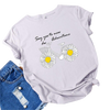 Daisies Bicycle Print Cotton T-Shirt freeshipping - Tyche Ace