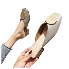 Load image into Gallery viewer, Summer Slip On Casual Wood Block Flat Heel Mules
