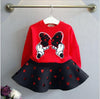 Girls Cartoon Bow Long Sleeve Sweatshirt And Skirt Outfits freeshipping - Tyche Ace