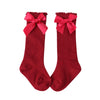 Girls Soft Cotton Big Bow Lace Knee High Long Socks freeshipping - Tyche Ace