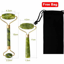 Load image into Gallery viewer, Jade Facial Skin Massagers Roller Set and Storage Bag freeshipping - Tyche Ace
