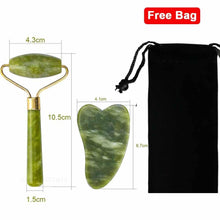 Load image into Gallery viewer, Jade Facial Skin Massagers Roller Set and Storage Bag freeshipping - Tyche Ace
