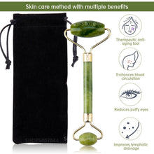 Load image into Gallery viewer, Jade Facial Skin Massagers Roller Set and Storage Bag freeshipping - Tyche Ace
