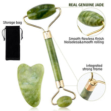 Load image into Gallery viewer, Jade Facial Skin Massagers Roller Set and Storage Bag freeshipping - Tyche Ace
