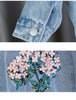 Kids Girls Flower Embroidered Distressed Finish Denim Jackets freeshipping - Tyche Ace