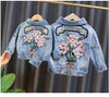 Kids Girls Flower Embroidered Distressed Finish Denim Jackets freeshipping - Tyche Ace