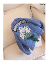 Load image into Gallery viewer, Kids Girls Flower Embroidered Distressed Finish Denim Jackets freeshipping - Tyche Ace
